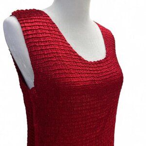 Sere Nade Ruby Red Pleated Crinkle Tank Top Size Large Sleeveless Women